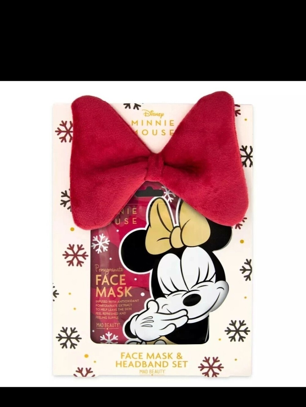 DISNEY Parks Mad Beauty Minnie Mouse Face Mask Masque & Head Band Gift Set New